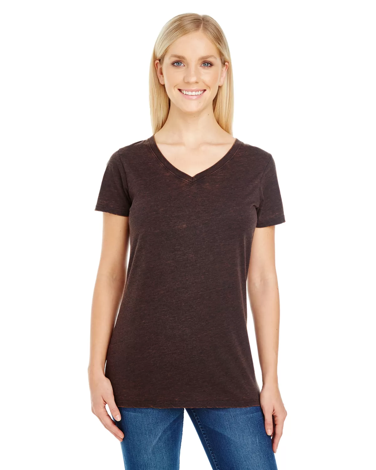 Threadfast 215B Ladies' Cross Dye Short-Sleeve V-Neck T-Shirt