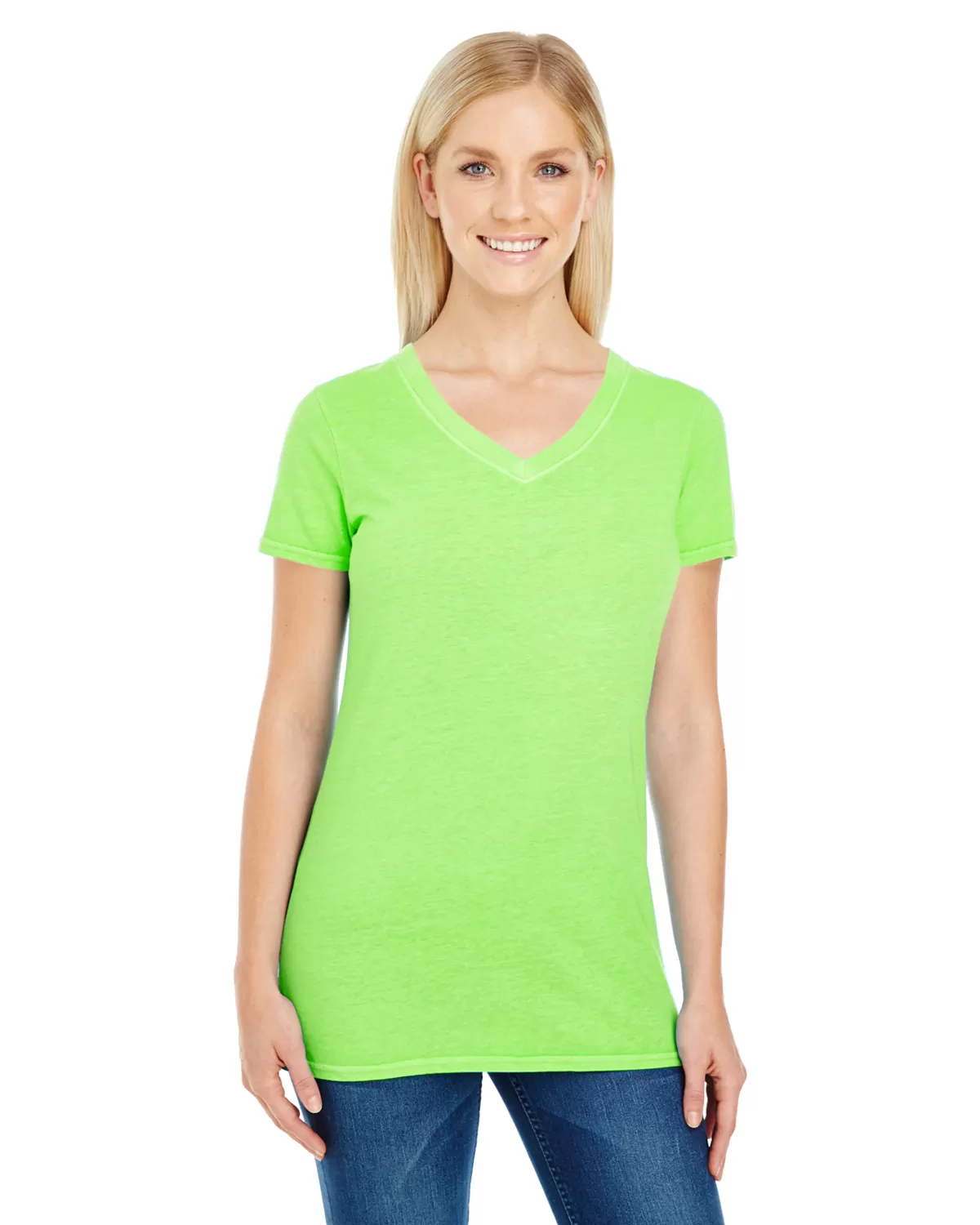 Threadfast 230B Ladies' Pigment-Dye Short-Sleeve V-Neck T-Shirt