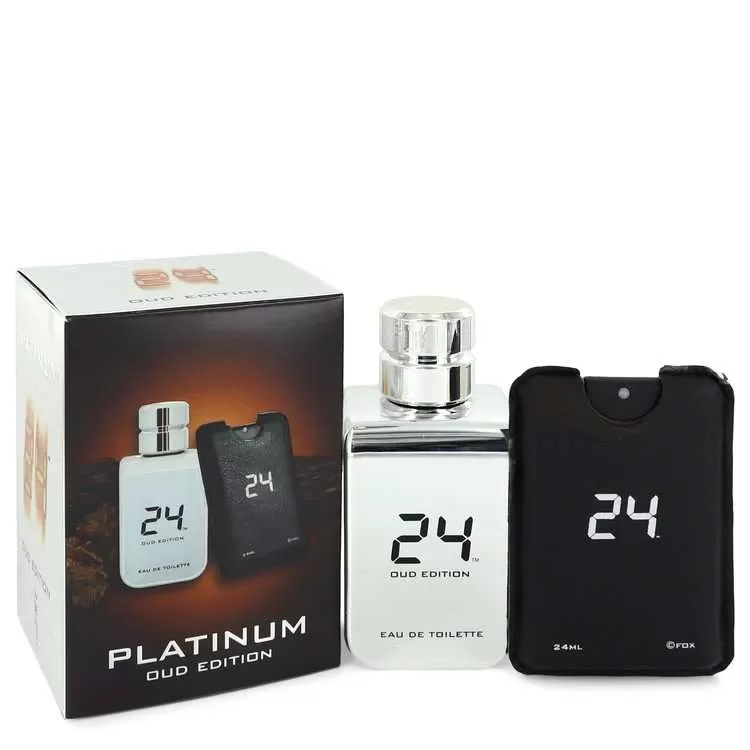 24 Platinum Oud Edition by ScentStory Eau De Toilette Concentree Spray + 0.8 oz {Pocket Spray (Unisex) for Men