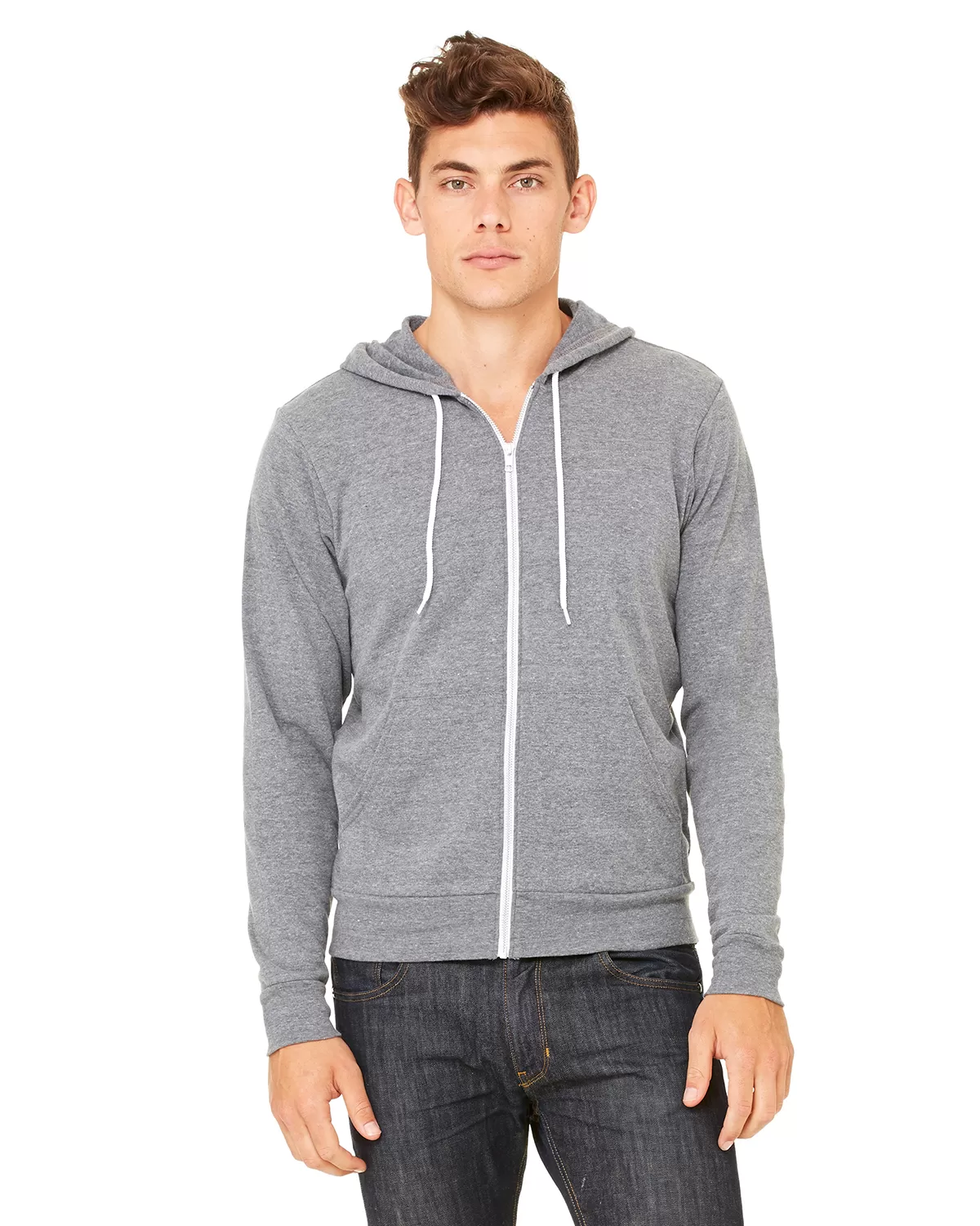 Bella + Canvas 3739 Unisex Poly-Cotton Fleece Full-Zip Hooded Sweatshirt
