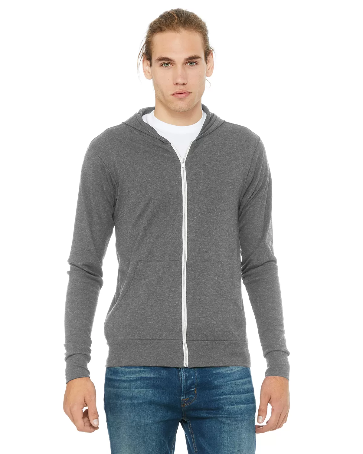 Bella + Canvas 3939 Unisex Triblend Full-Zip Lightweight Hoodie