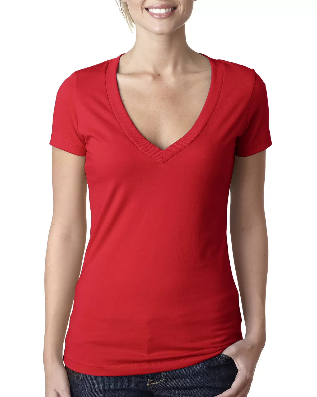 Next Level 6640 Ladies' CVC Deep V-Neck T-Shirt