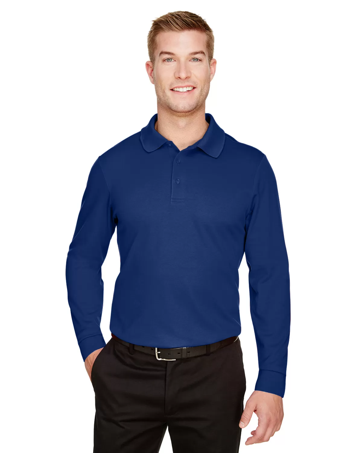Devon & Jones DG20L Men's CrownLux Performance? Plaited Long-Sleeve Polo