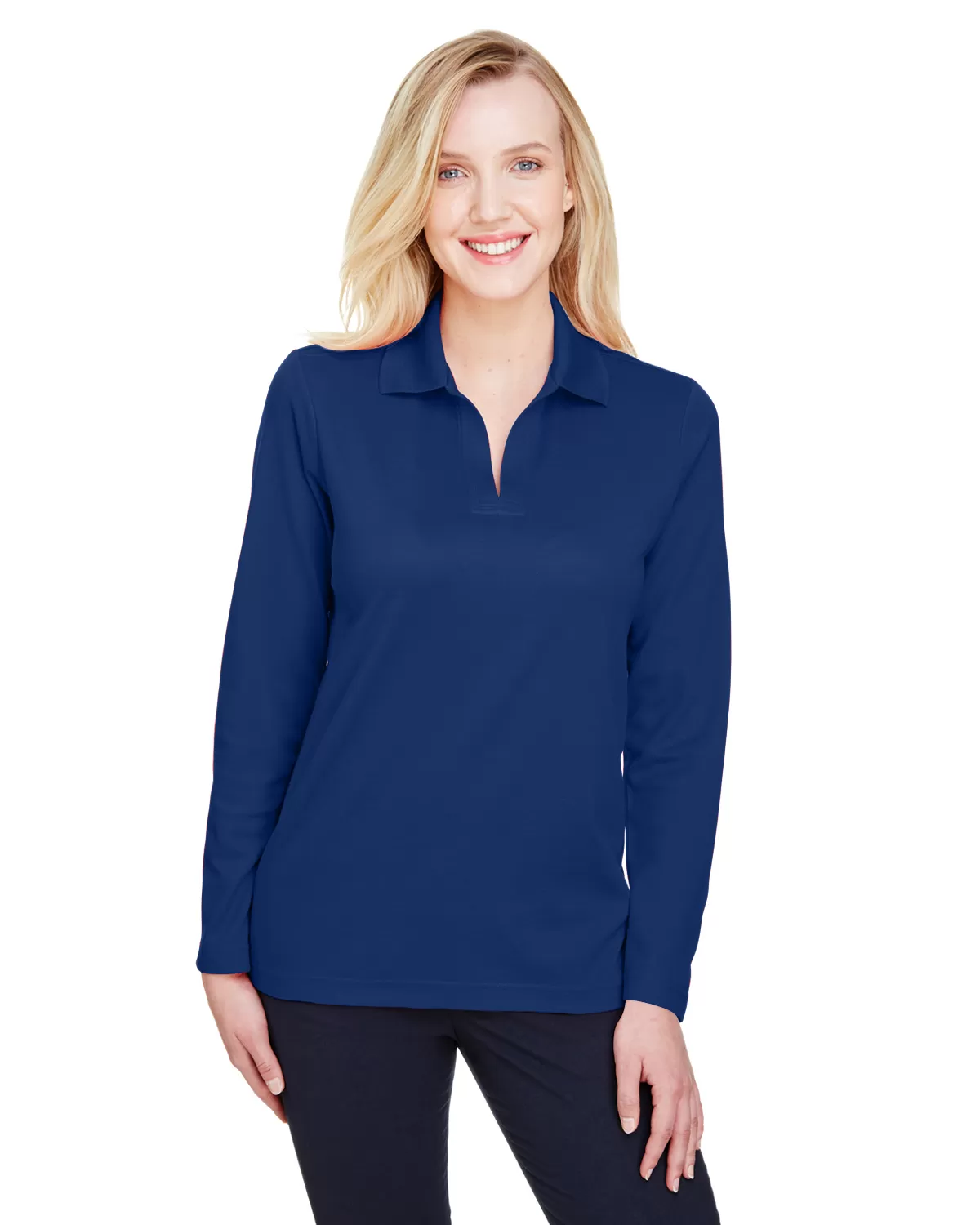 Devon & Jones DG20LW Ladies' CrownLux Performance? Plaited Long-Sleeve Polo