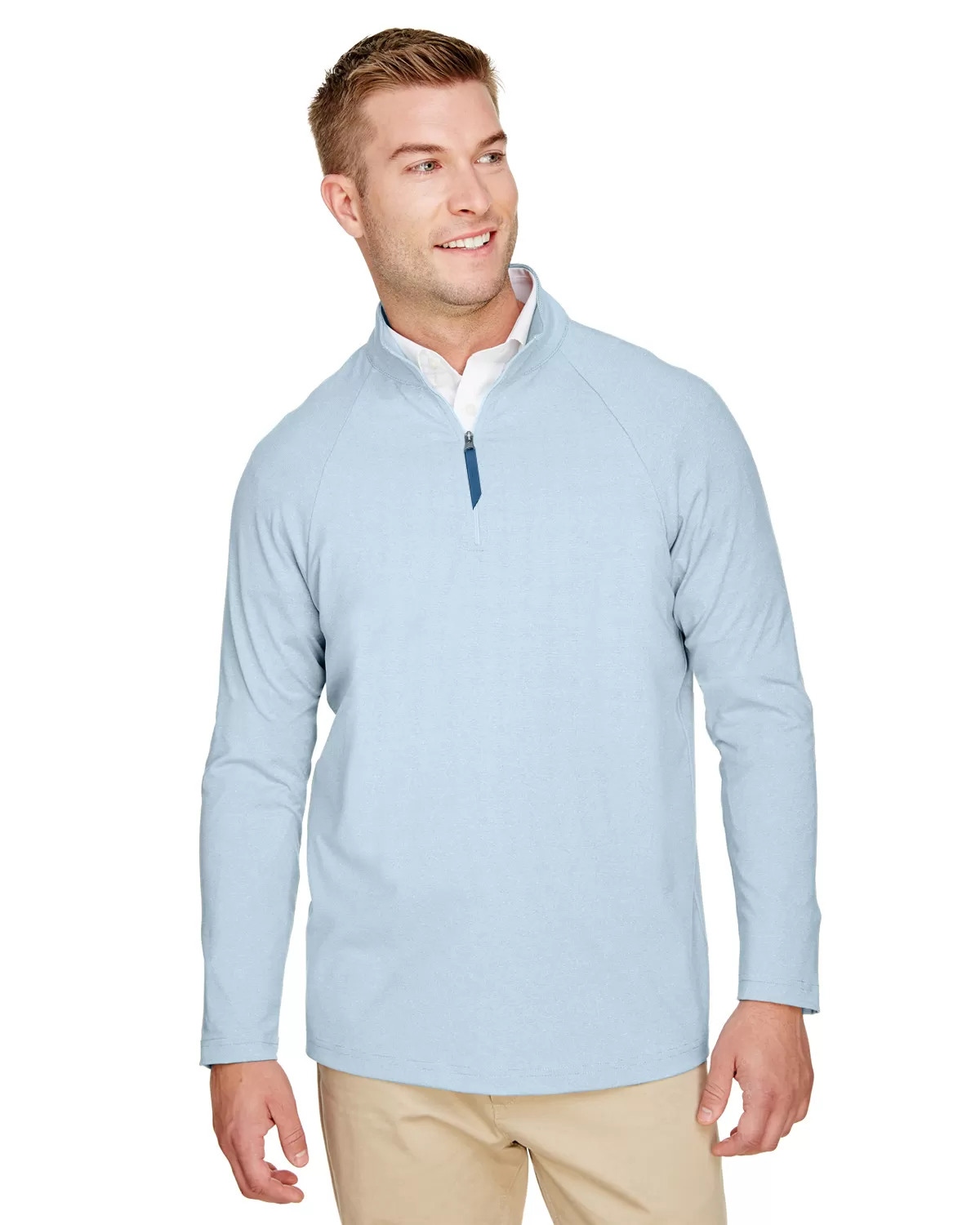 Devon & Jones DG480 Men's CrownLux Performance? Clubhouse Micro-Stripe Quarter-Zip