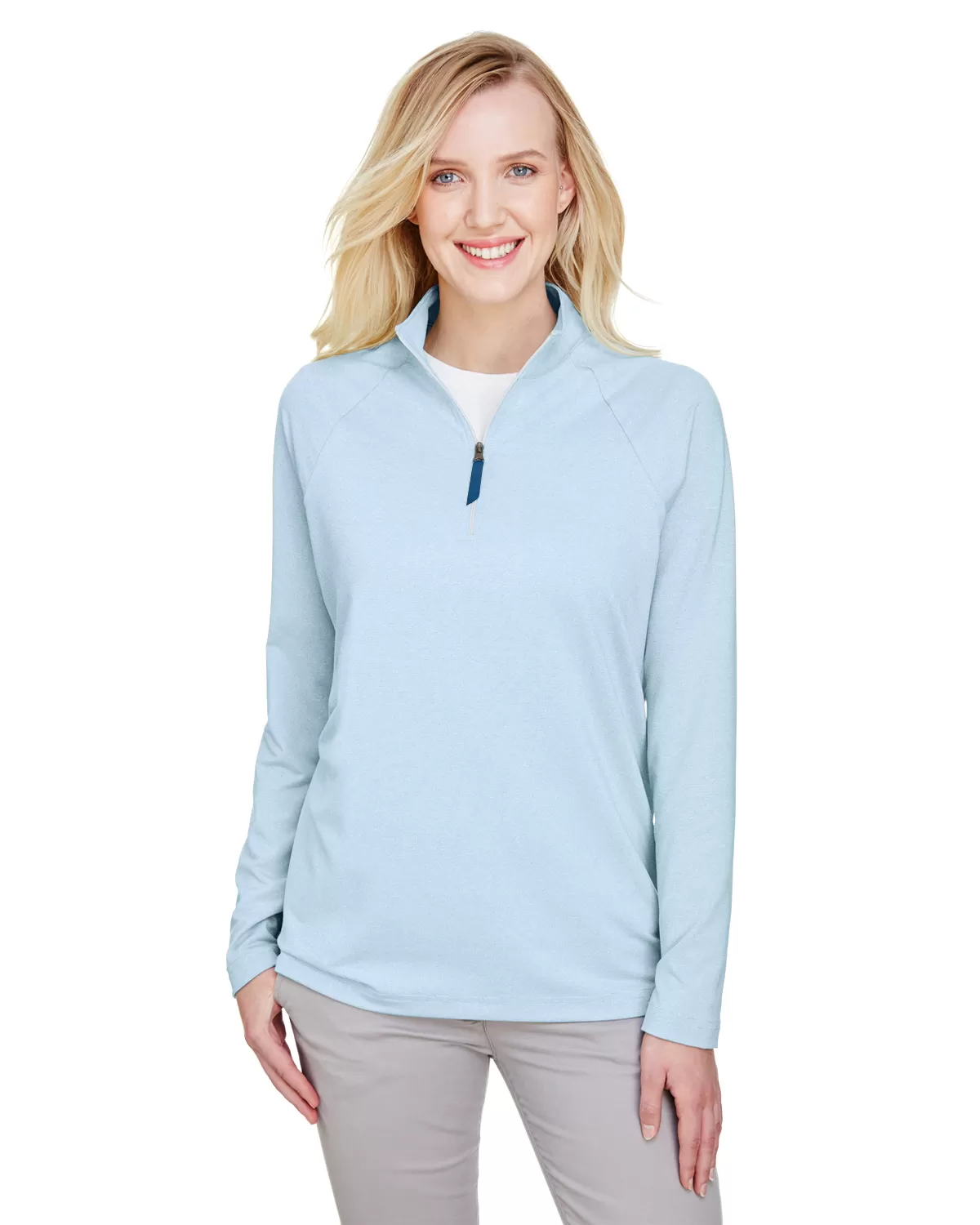 Devon & Jones DG480W Ladies' CrownLux Performance? Clubhouse Micro-Stripe Quarter-Zip