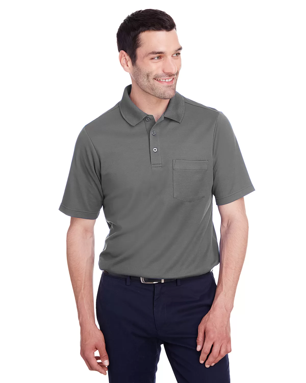 Devon & Jones DG20P Men's CrownLux Performance? Plaited Polo with Pocket