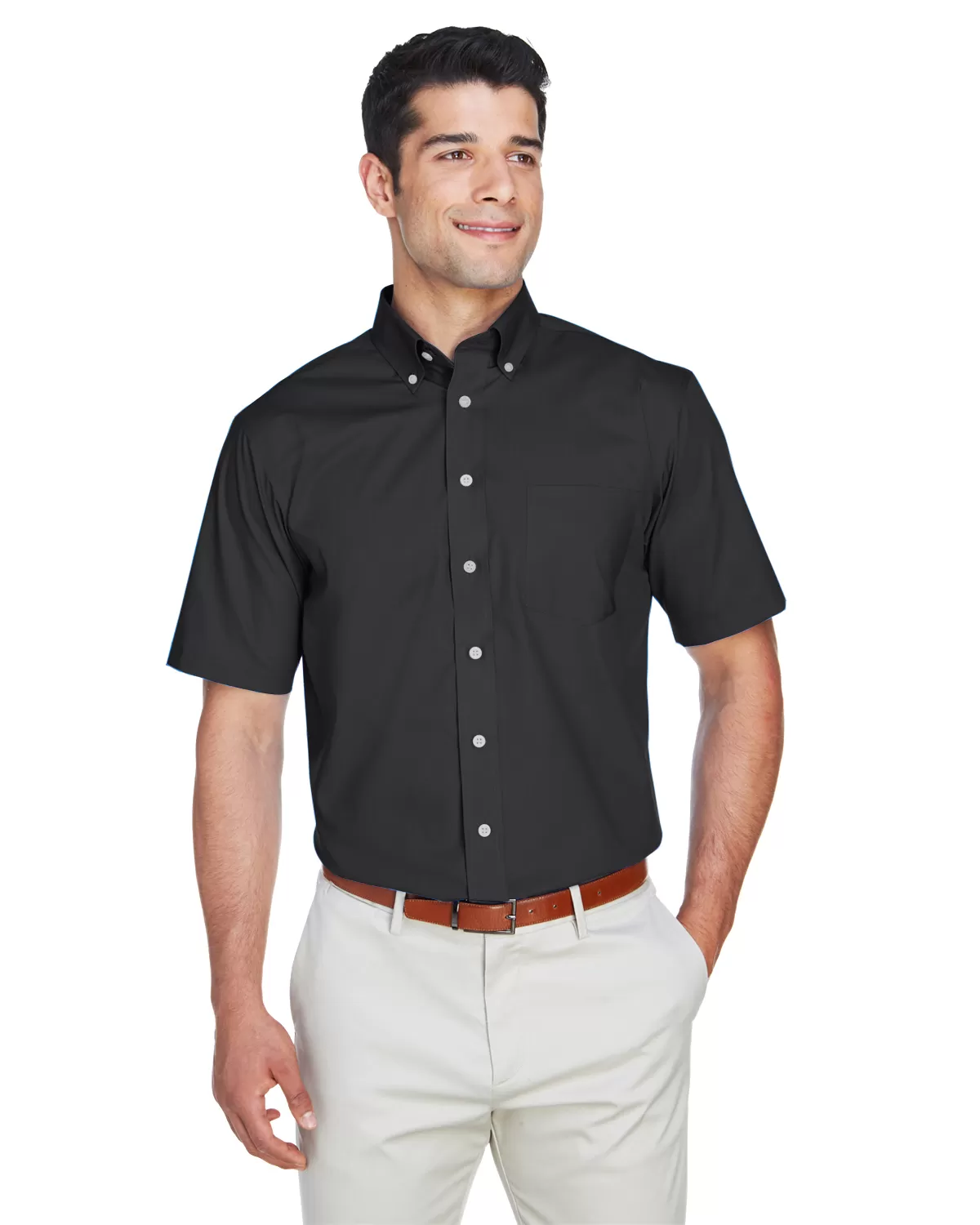 Devon & Jones D620S Men's Crown Woven Collection™ Solid Broadcloth Short-Sleeve Shirt