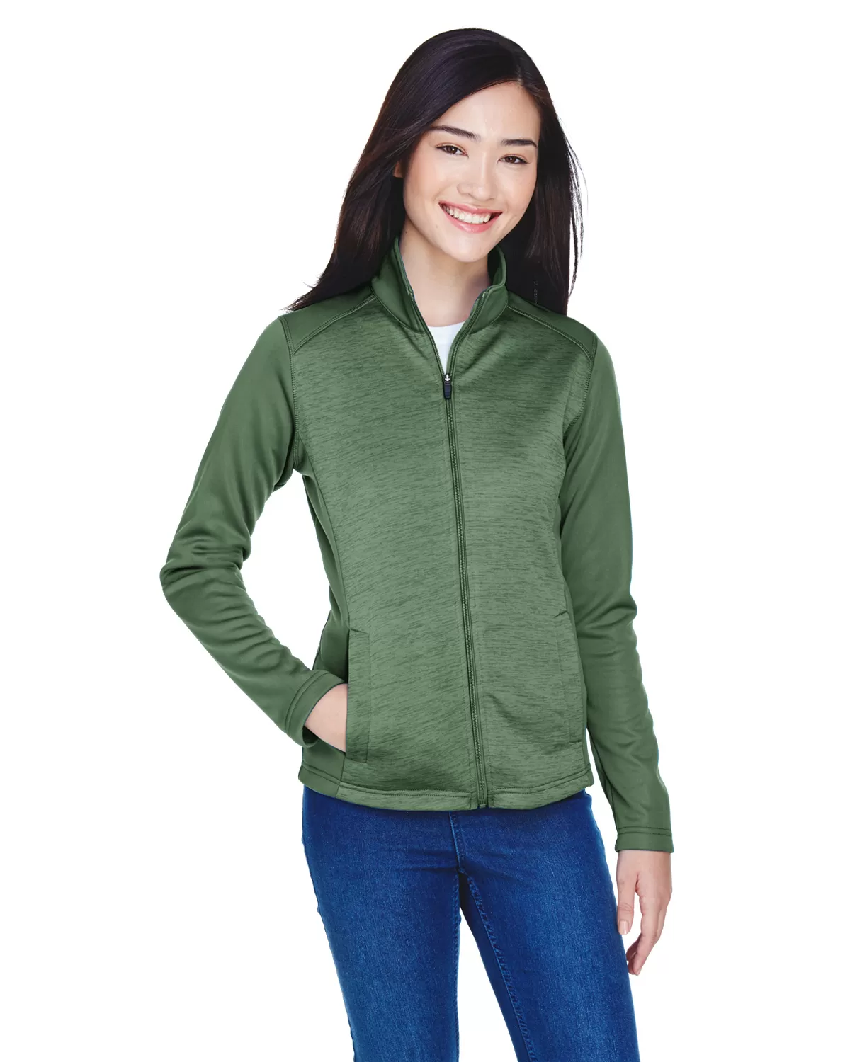 Devon & Jones DG796W Ladies' Newbury Colorblock Mélange Fleece Full-Zip