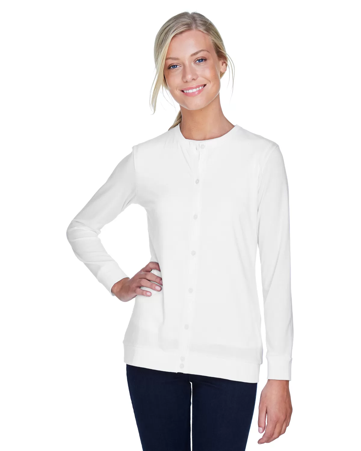 Devon & Jones DP181W Ladies' Perfect Fit™ Ribbon Cardigan
