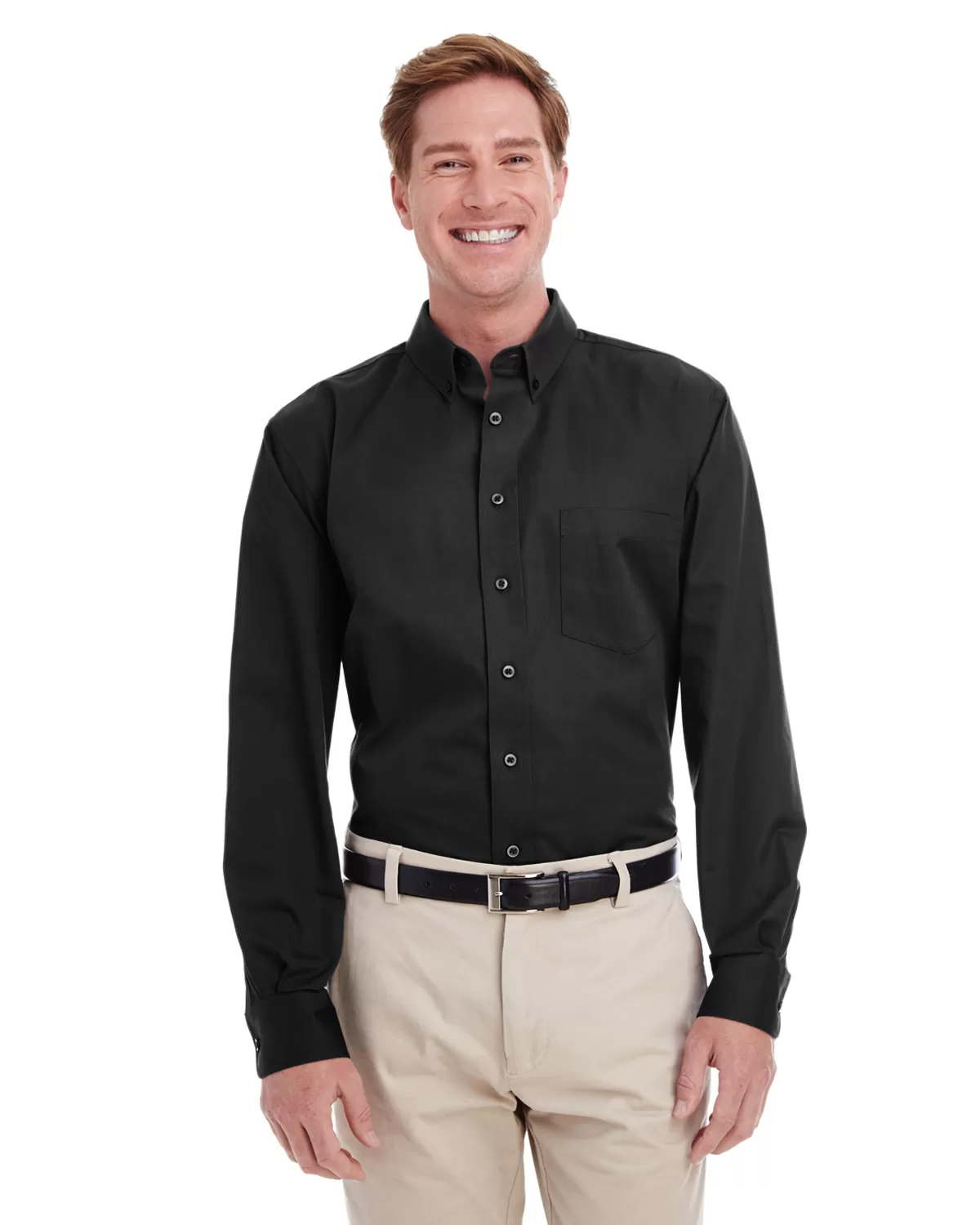 Harriton M581 Men's Foundation 100% Cotton Long-Sleeve Twill Shirt with Teflon™