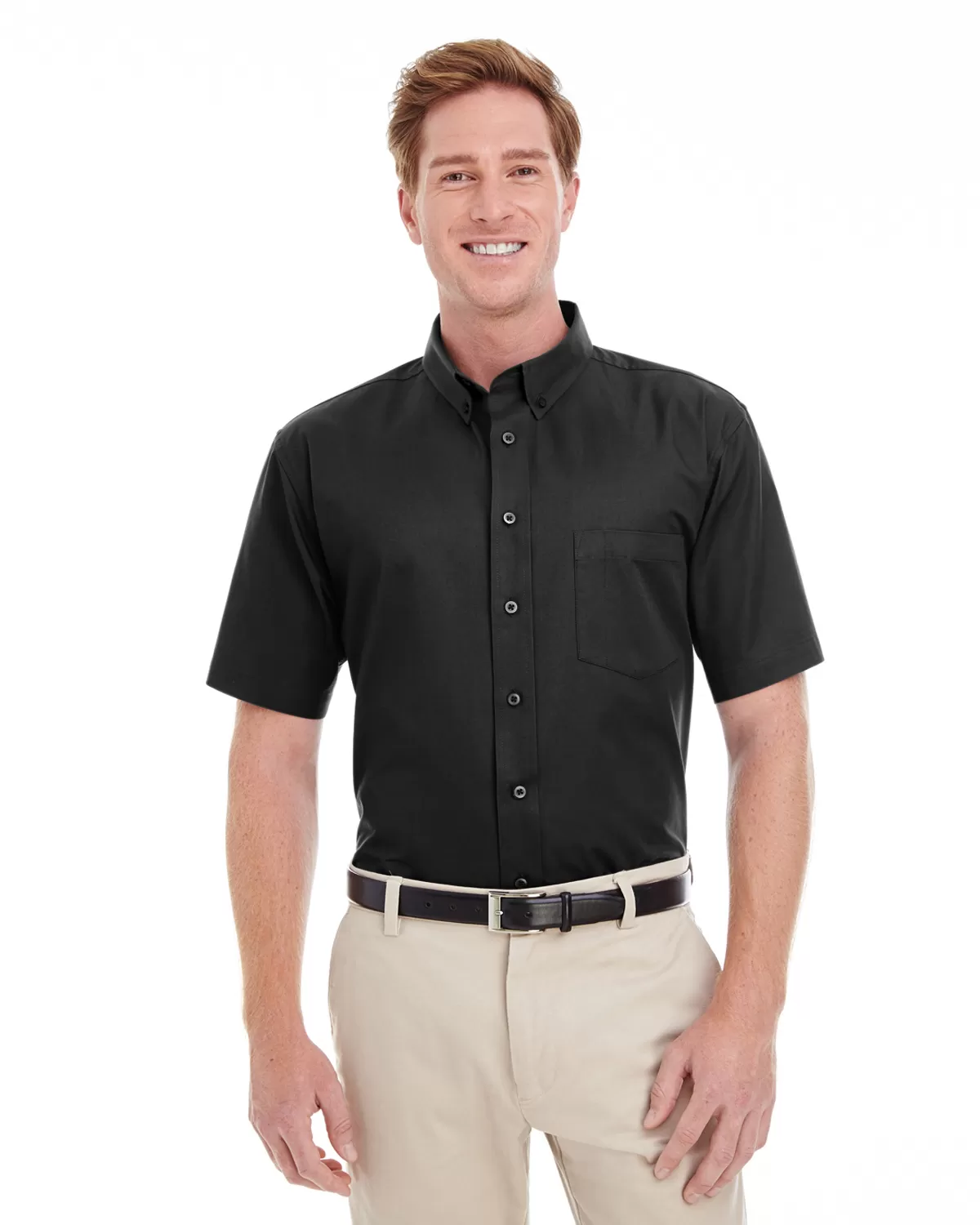 Harriton M582 Men's Foundation 100% Cotton Short-Sleeve Twill Shirt with Teflon™