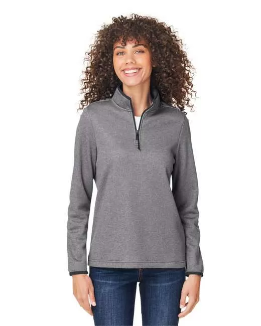 Core365 CE73W Ladies' Venture Heathered Stripe Quarter-Zip