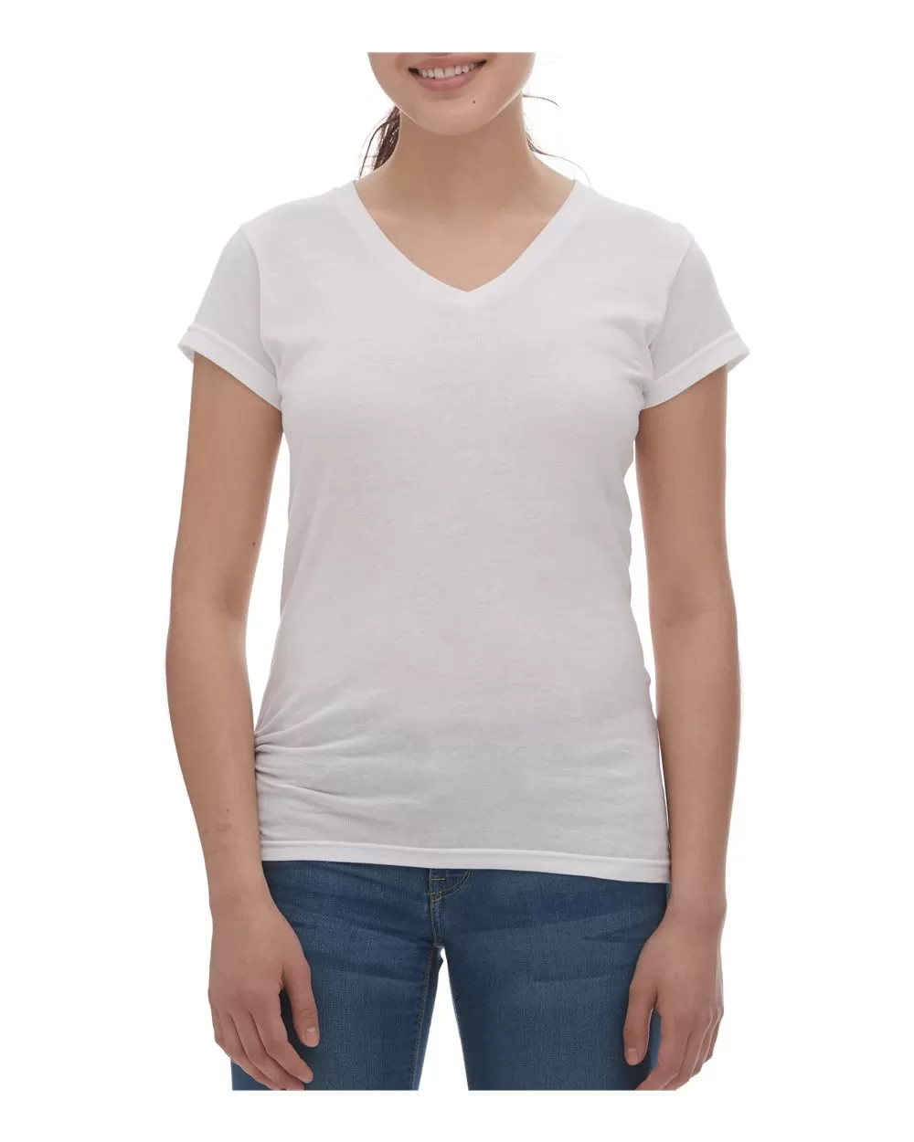 M&O 65V00L Women's Fine Jersey V-Neck T-Shirt